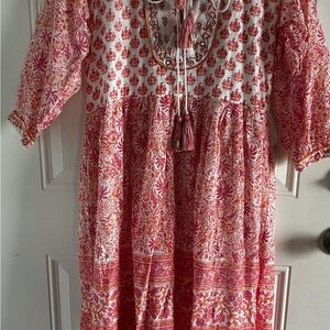 Bella Tu Bohemian Pink and White Floral Dress Sz XS NWOT